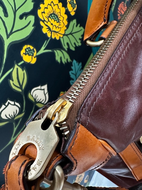 Vintage Bally Leather Weekender Satchel | Brown Cognac Travel Bag Crossbody - Picture 8 of 13